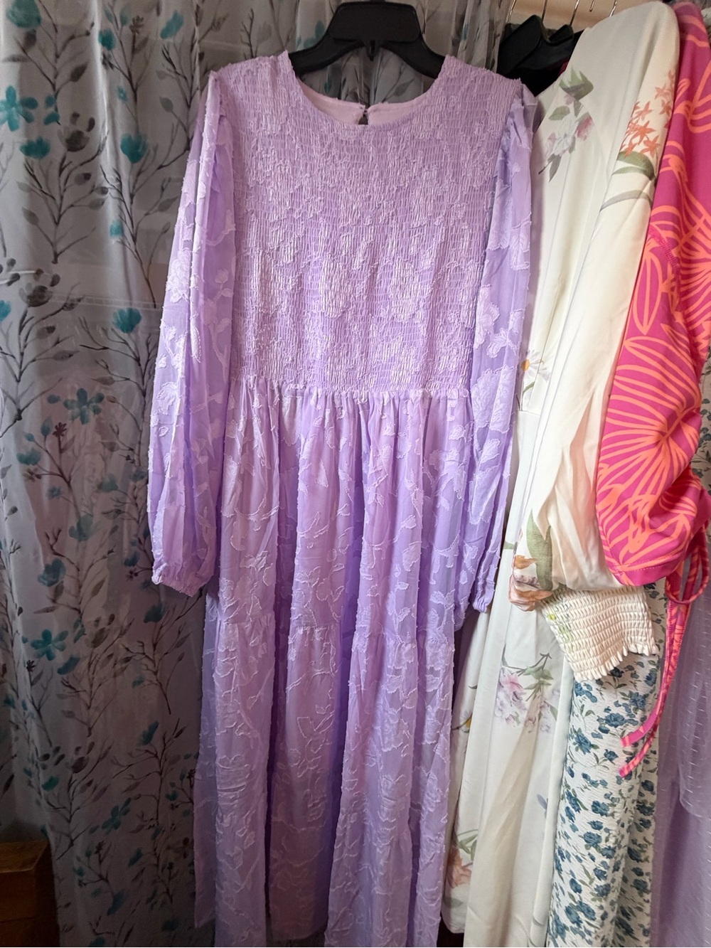 Lavender Smocked Maxi Dress size large